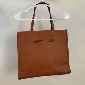 Brown Faux Leather Tote Handbag
